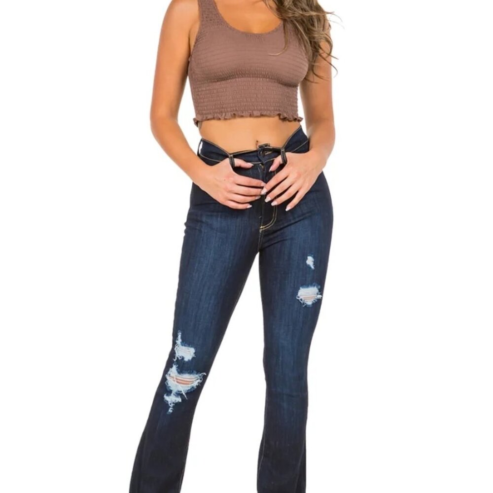 GJG Denim Dark Distressed Skinny Jean Size 5